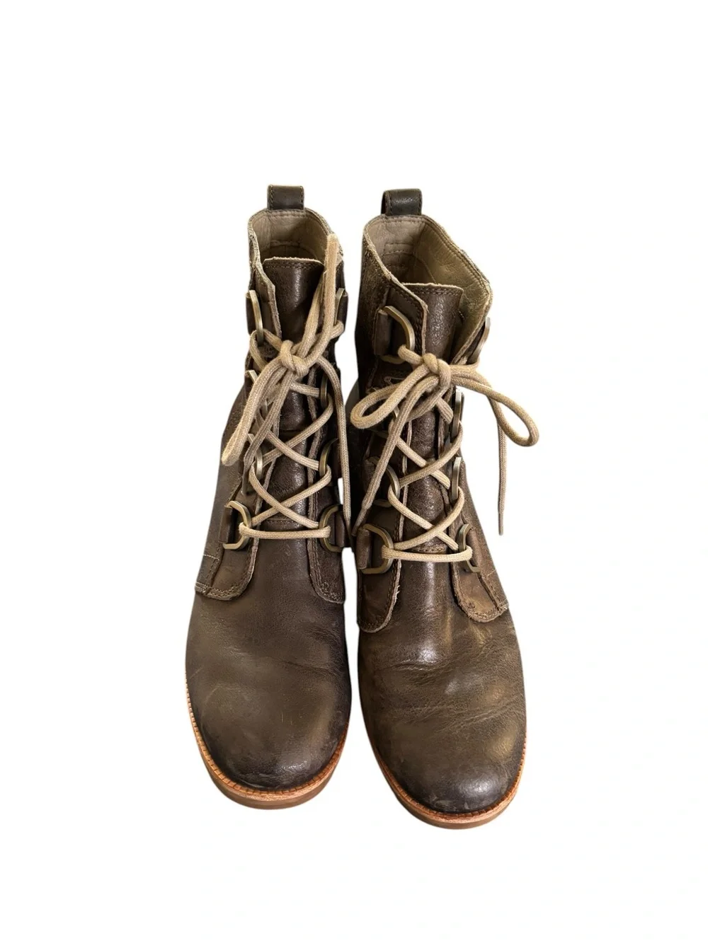 Sorel Cate Lace Boots Sz 8.5  Waterproof Leather Lace Up Dark Brown Bootie Fall